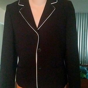 Classy black blazer with thin white Accents size 0